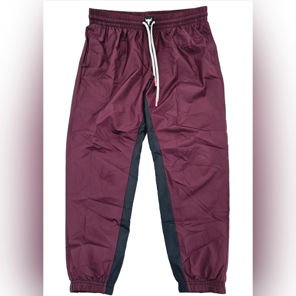 NWT Under Armour Project Rock Woven Jogger Pants Women’s XL Maroon Black